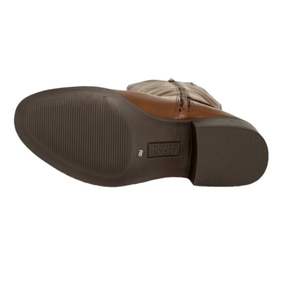 ALFANI KALLUM Tall Knee-High Block Heel Riding Boots Cognac Size 5 - Picture 9 of 10